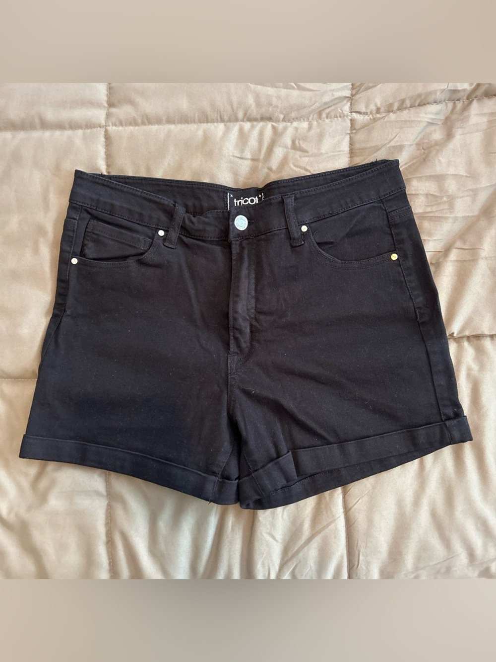 Tricot Black High-Rise Cuffed Jean Shorts